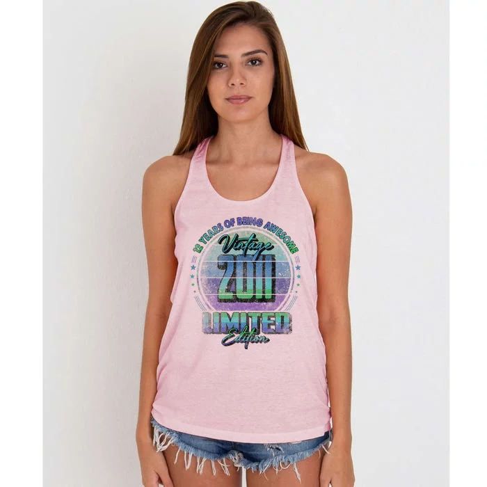 Vintage 2011 Limited Edition Funny 12 Year Old 12th Birthday Women's Knotted Racerback Tank