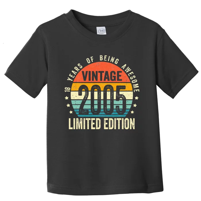 Vintage 2005 Limited Edition 18 Year Old Gifts 18th Birthday Toddler T-Shirt