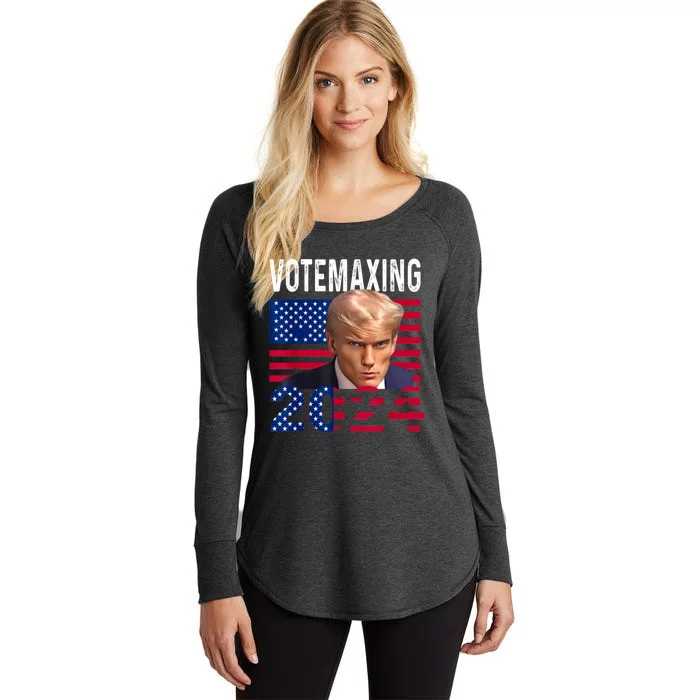 Votemaxing 2024 Looksmaxxing Funny Women's Perfect Tri Tunic Long Sleeve Shirt