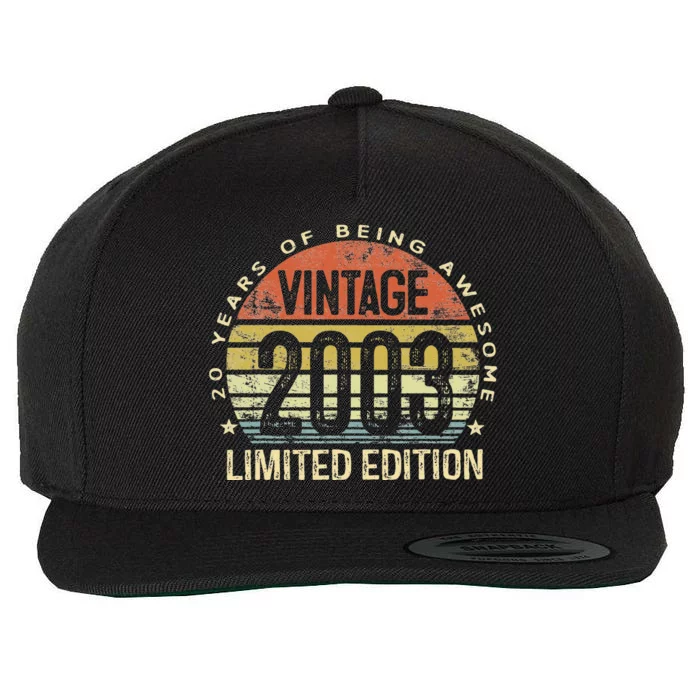 Vintage 2003 Limited Edition 20 Year Old Gifts 20th Birthday Wool Snapback Cap