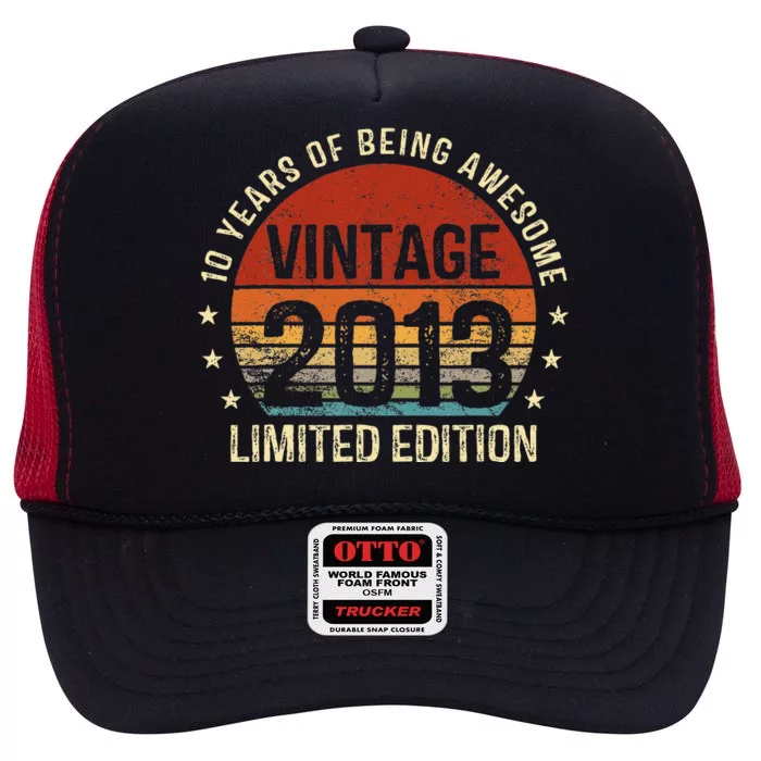 Vintage 2013 Limited Edition 10 Year Old Gifts 10th Birthday High Crown Mesh Trucker Hat