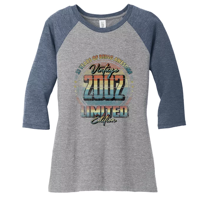 Vintage 2002 Limited Edition 21 Year Old 21st Birthday Women's Tri-Blend 3/4-Sleeve Raglan Shirt