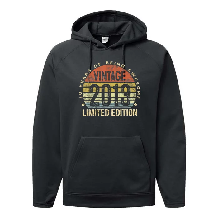 Vintage 2013 Limited Edition 10 Year Old Gifts 10th Birthday Performance Fleece Hoodie