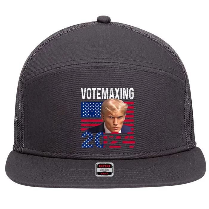 Votemaxing 2024 Looksmaxxing Funny 7 Panel Mesh Trucker Snapback Hat