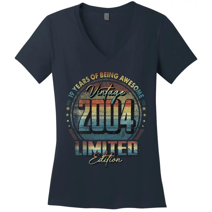 Vintage 2004 Limited Edition 19 Year Old 19th Birthday Women's V-Neck T-Shirt