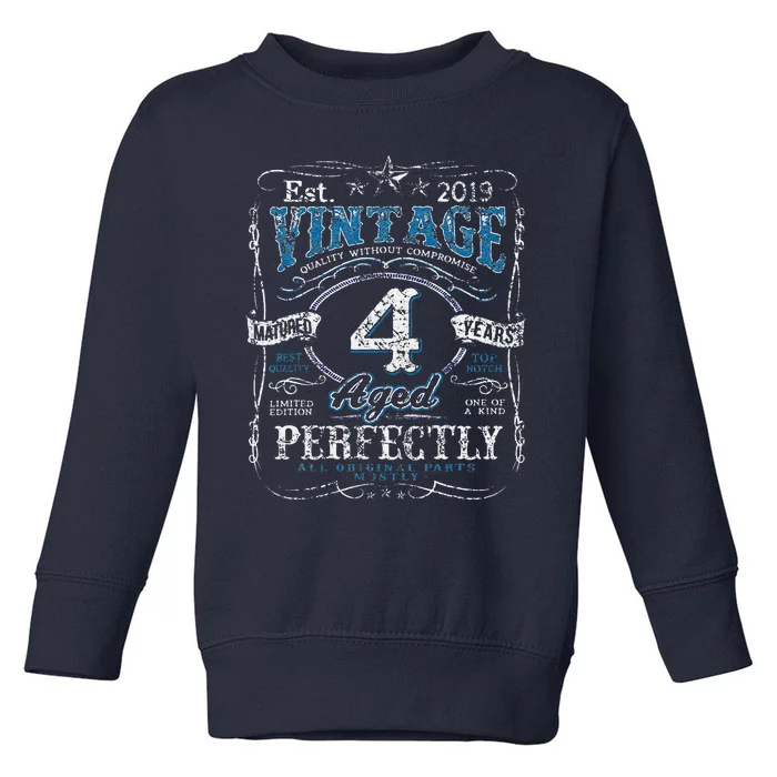 Vintage 2019 Limited Edition 4 Year Old 4th Birthdays Cute Toddler Sweatshirt