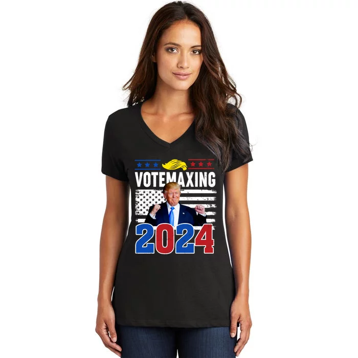 Votemaxing 2024 Looksmaxxing Funny Women's V-Neck T-Shirt