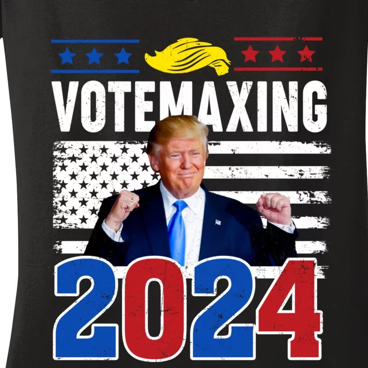 Votemaxing 2024 Looksmaxxing Funny Women's V-Neck T-Shirt