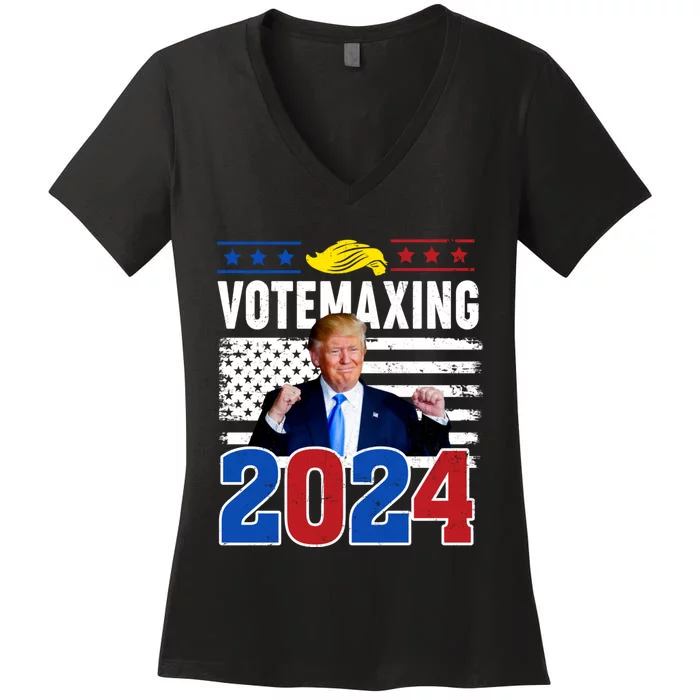 Votemaxing 2024 Looksmaxxing Funny Women's V-Neck T-Shirt