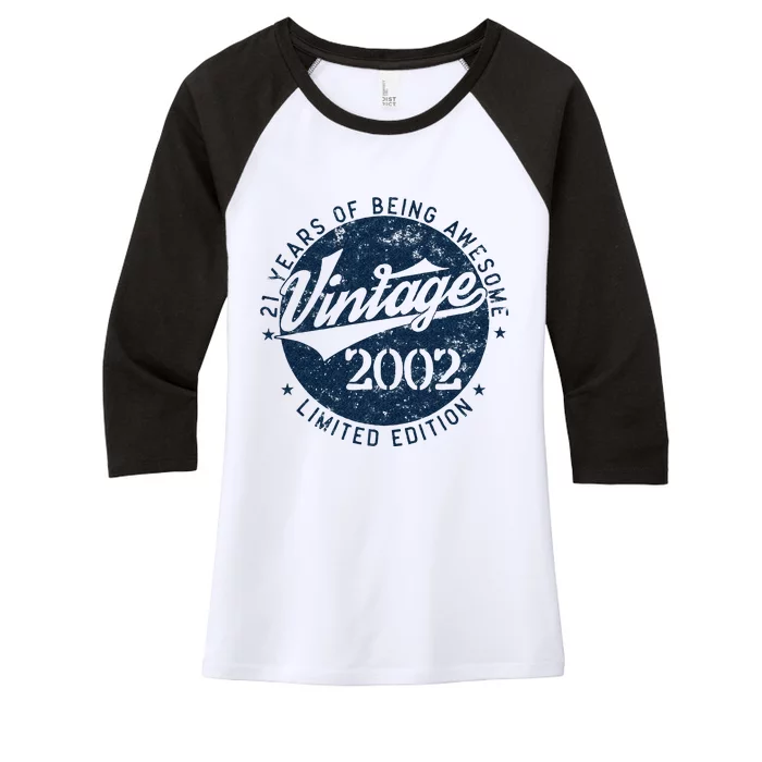 Vintage 2002 Limited Edition 21 Year Old Gifts 21st Birthday Women's Tri-Blend 3/4-Sleeve Raglan Shirt