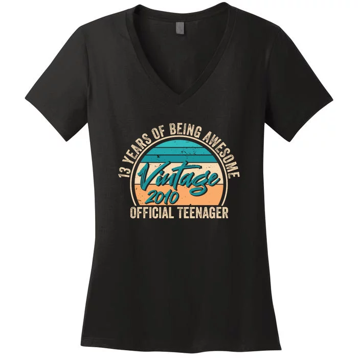 Vintage 2010 Officiall Teenager 13th Birthday Women's V-Neck T-Shirt