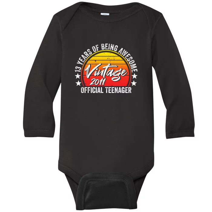 Vintage 2011 OfficialL Teenager 13th Birthday Baby Long Sleeve Bodysuit