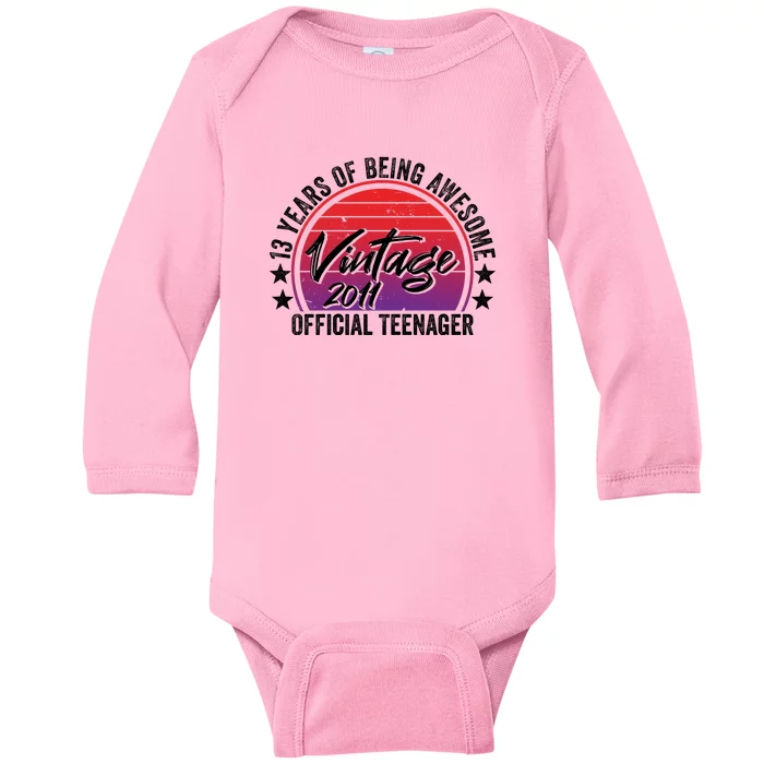 Vintage 2011 OfficialL Teenager 13th Birthday Baby Long Sleeve Bodysuit