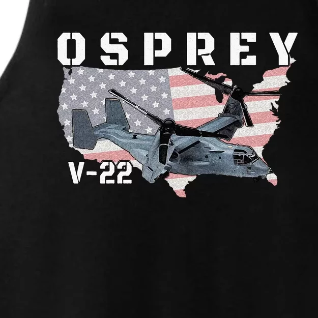 V 22 Osprey Tiltrotor Military Aircraft Helicopter MV 22 Ladies Tri-Blend Wicking Tank