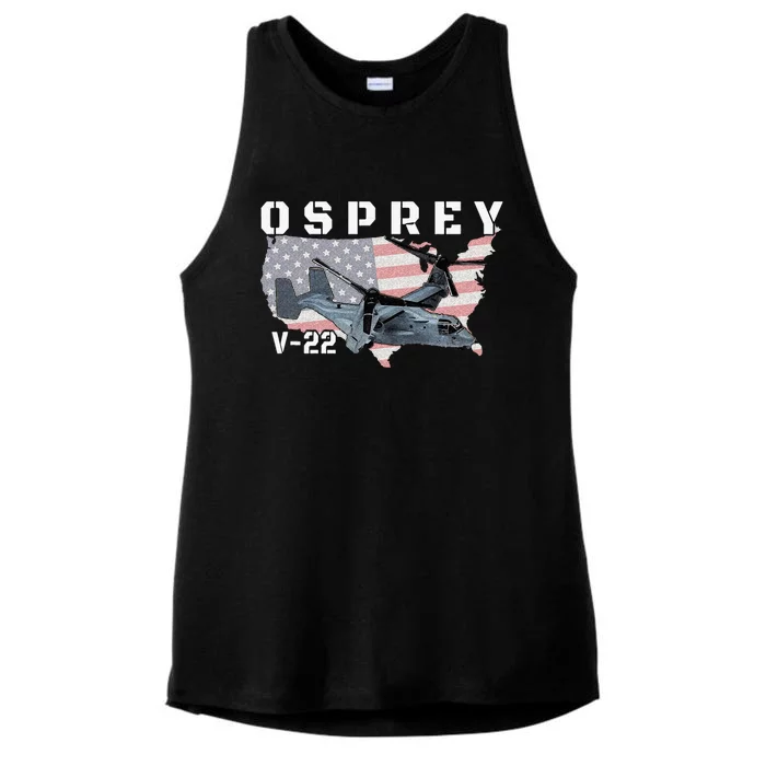 V 22 Osprey Tiltrotor Military Aircraft Helicopter MV 22 Ladies Tri-Blend Wicking Tank