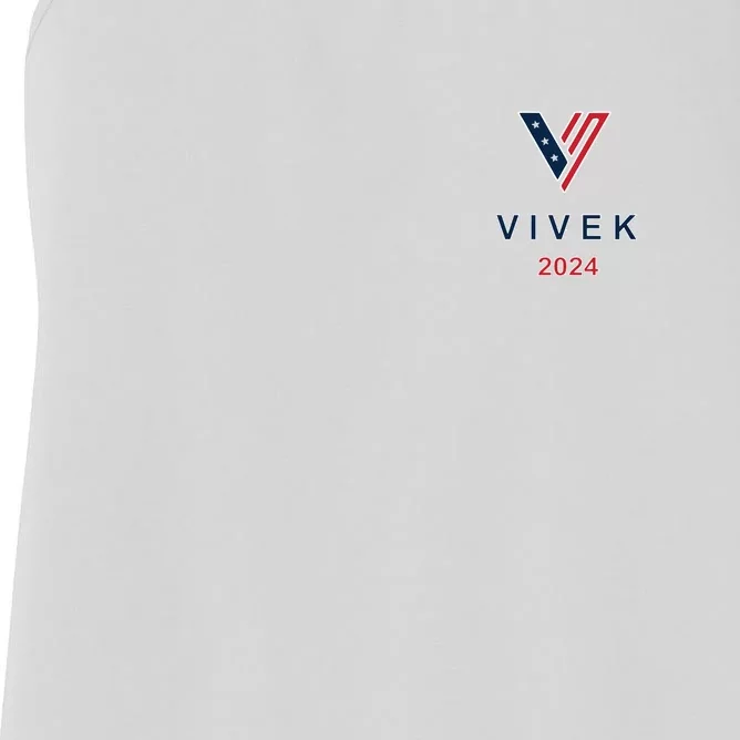 Vivek 2024 Pocket Print Logo Women's Racerback Tank