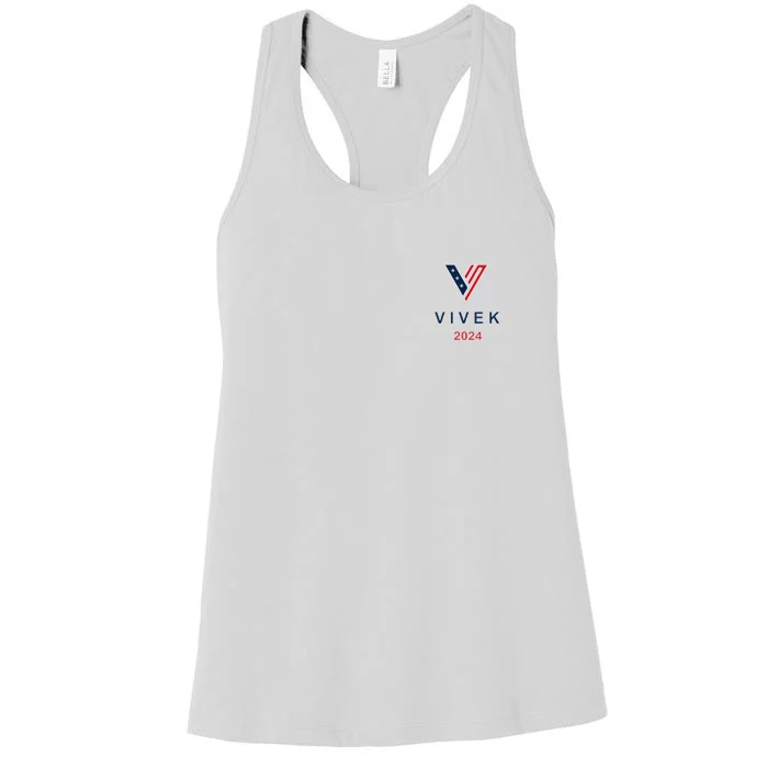 Vivek 2024 Pocket Print Logo Women's Racerback Tank