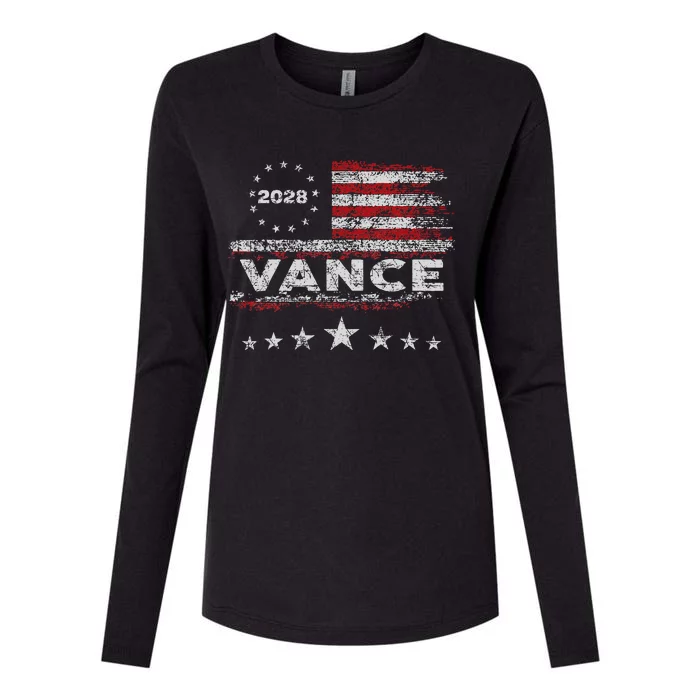 Vance 2028 President Us Flag Womens Cotton Relaxed Long Sleeve T-Shirt