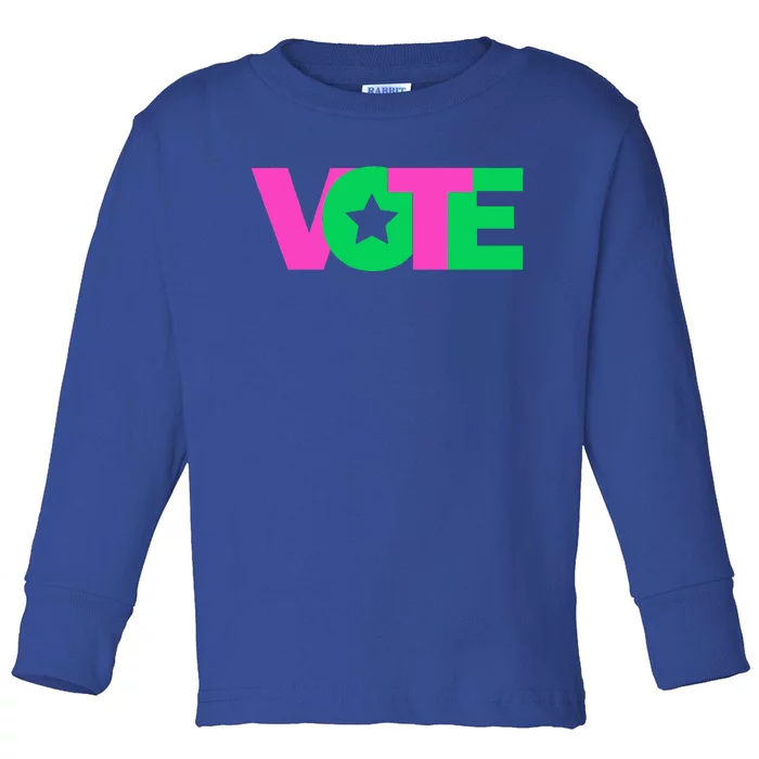 Vote 2024 Sorority Sorors And Green Paraphernalia Vote Toddler Long Sleeve Shirt