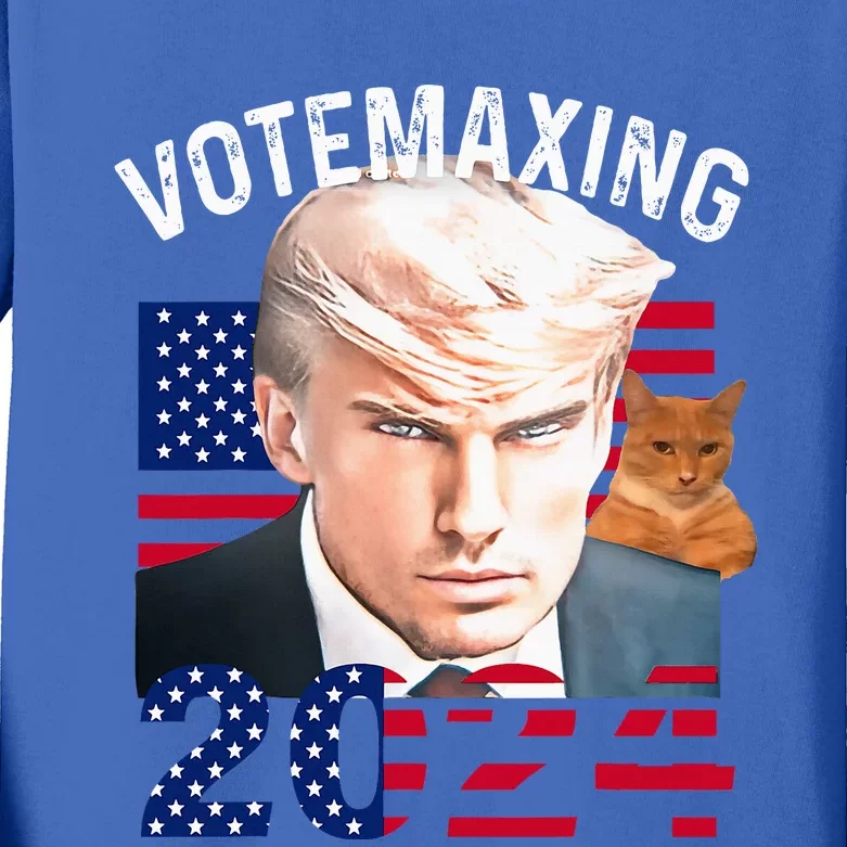 Votemaxing 2024 Trump Mewing Looksmaxxing Kids Long Sleeve Shirt