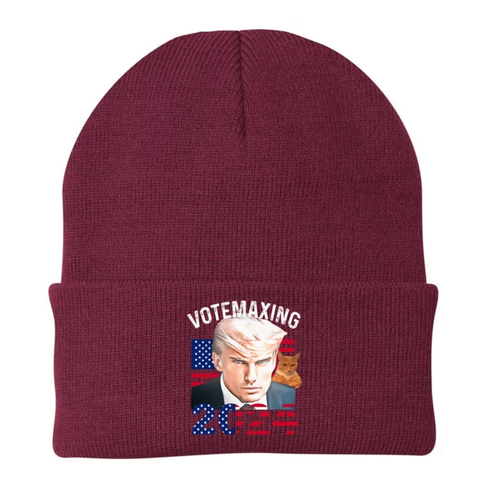 Votemaxing 2024 Trump Mewing Looksmaxxing Knit Cap Winter Beanie