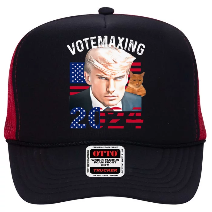 Votemaxing 2024 Trump Mewing Looksmaxxing High Crown Mesh Trucker Hat