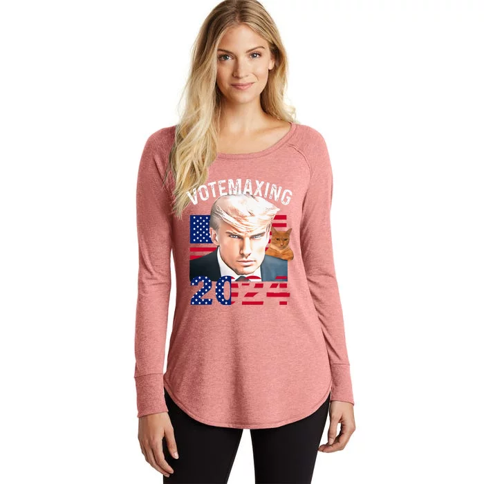 Votemaxing 2024 Trump Mewing Looksmaxxing Women's Perfect Tri Tunic Long Sleeve Shirt