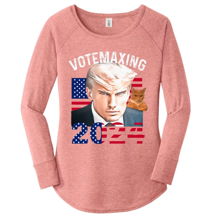 Votemaxing 2024 Trump Mewing Looksmaxxing Women's Perfect Tri Tunic Long Sleeve Shirt