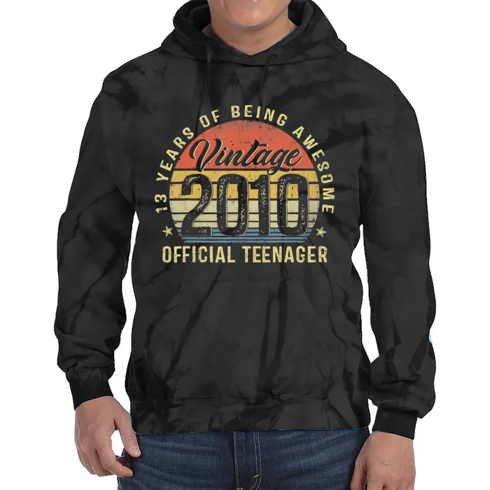 Vintage 2010 Teenager 13th Birthday Gifts 13 Yr Old Tie Dye Hoodie