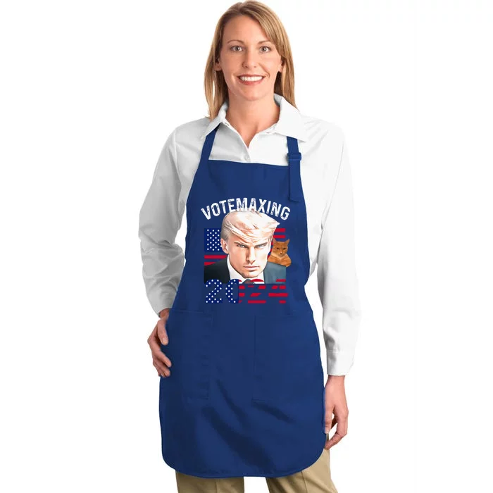 Votemaxing 2024 Trump Mewing Looksmaxxing Full-Length Apron With Pocket