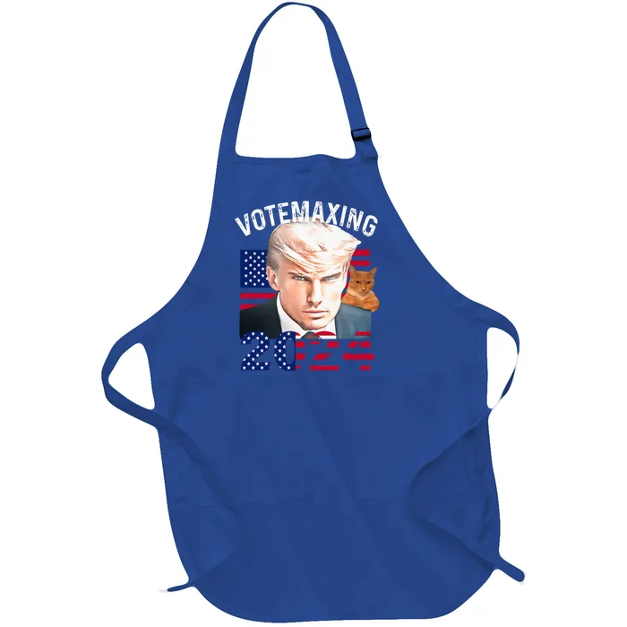 Votemaxing 2024 Trump Mewing Looksmaxxing Full-Length Apron With Pocket