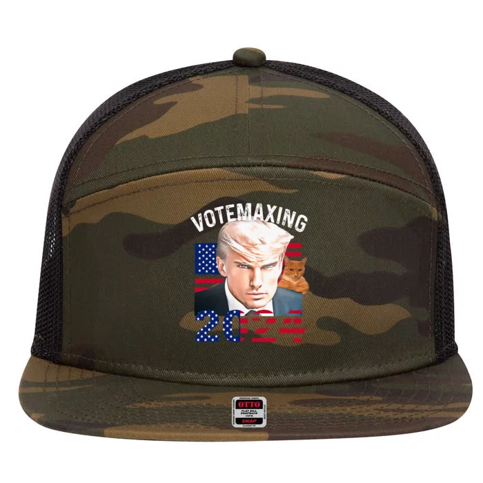 Votemaxing 2024 Trump Mewing Looksmaxxing 7 Panel Mesh Trucker Snapback Hat