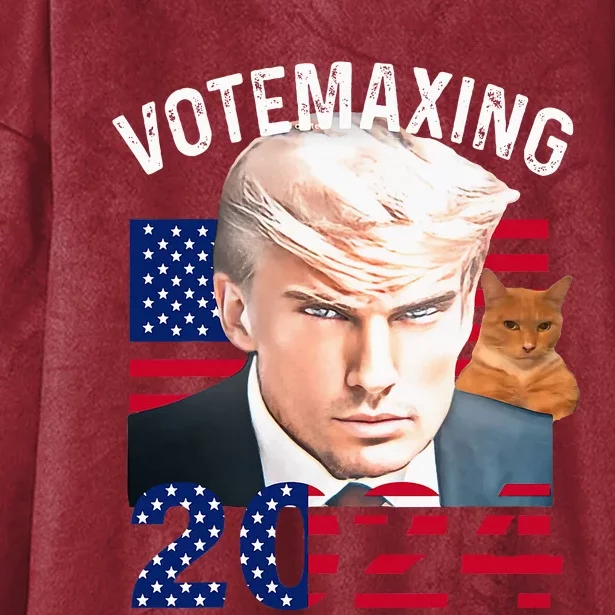 Votemaxing 2024 Trump Mewing Looksmaxxing Hooded Wearable Blanket