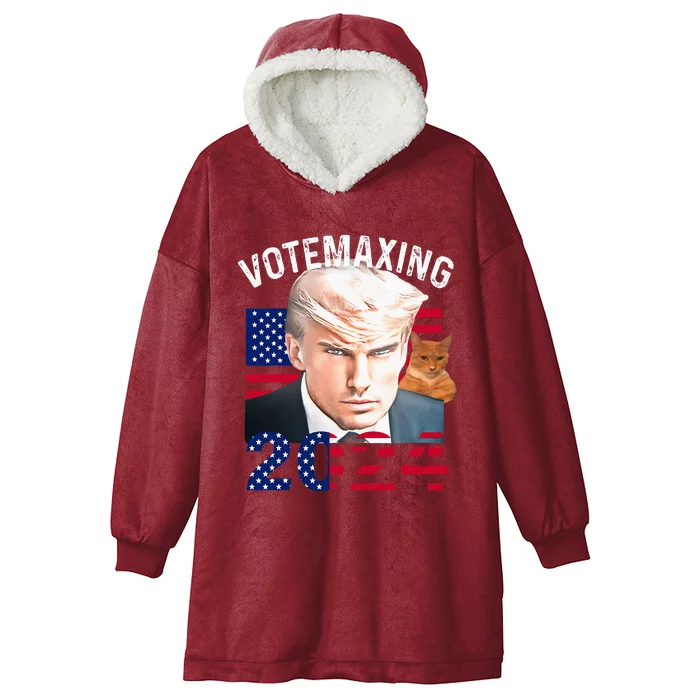 Votemaxing 2024 Trump Mewing Looksmaxxing Hooded Wearable Blanket