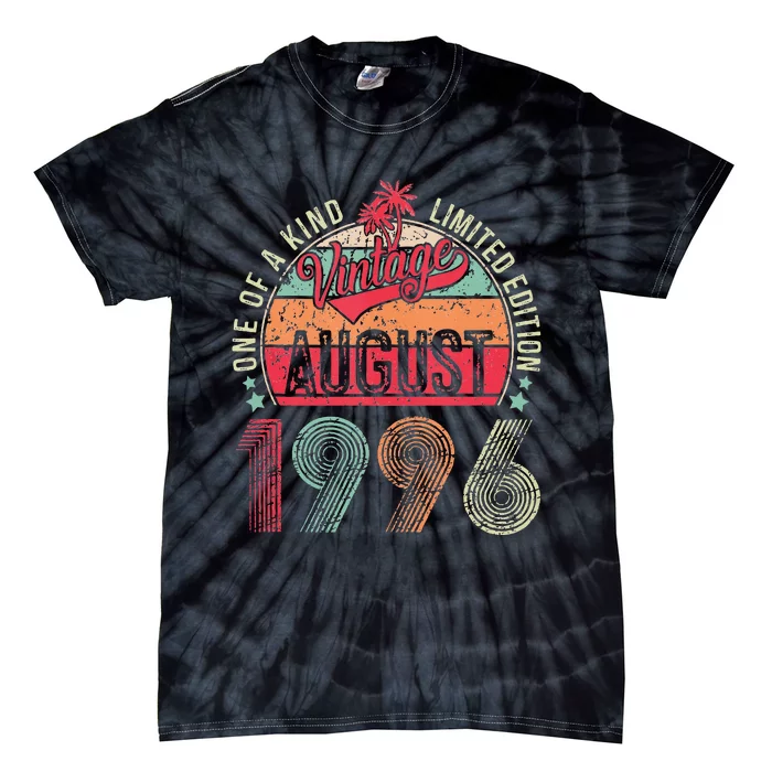 Vintage 27 Years Old August 1996 27th Birthday Tie-Dye T-Shirt