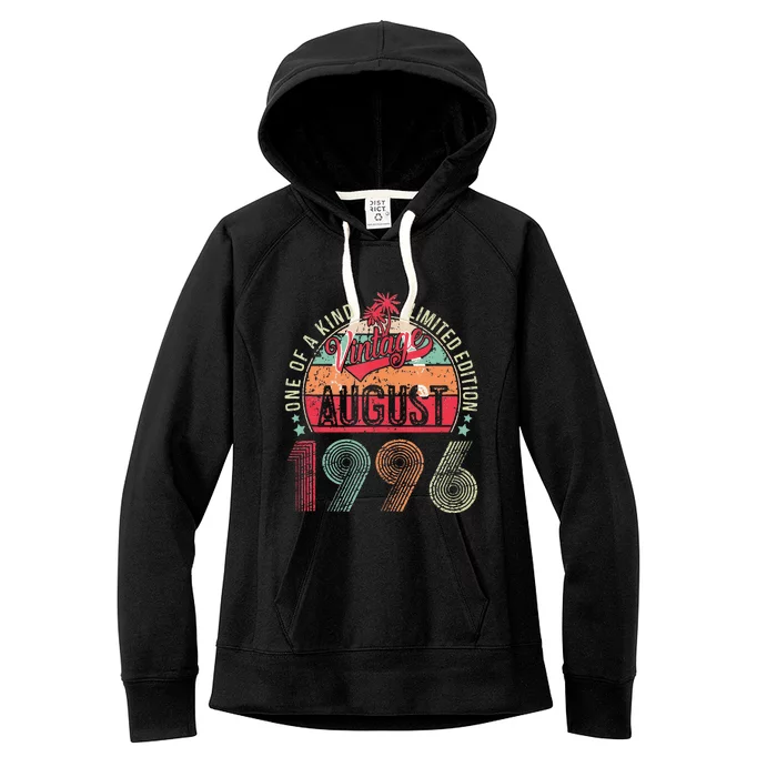 Vintage 27 Years Old August 1996 27th Birthday Women's Fleece Hoodie