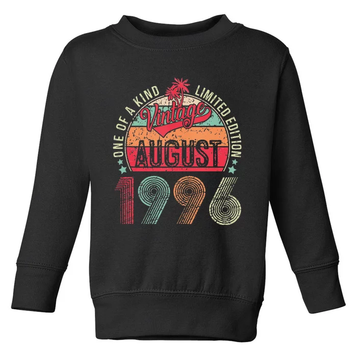 Vintage 27 Years Old August 1996 27th Birthday Toddler Sweatshirt