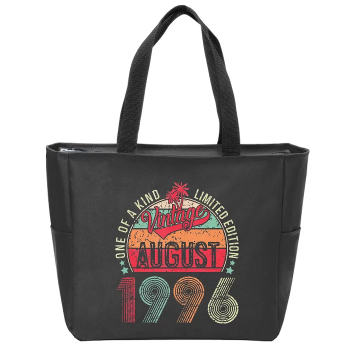 Vintage 27 Years Old August 1996 27th Birthday Zip Tote Bag