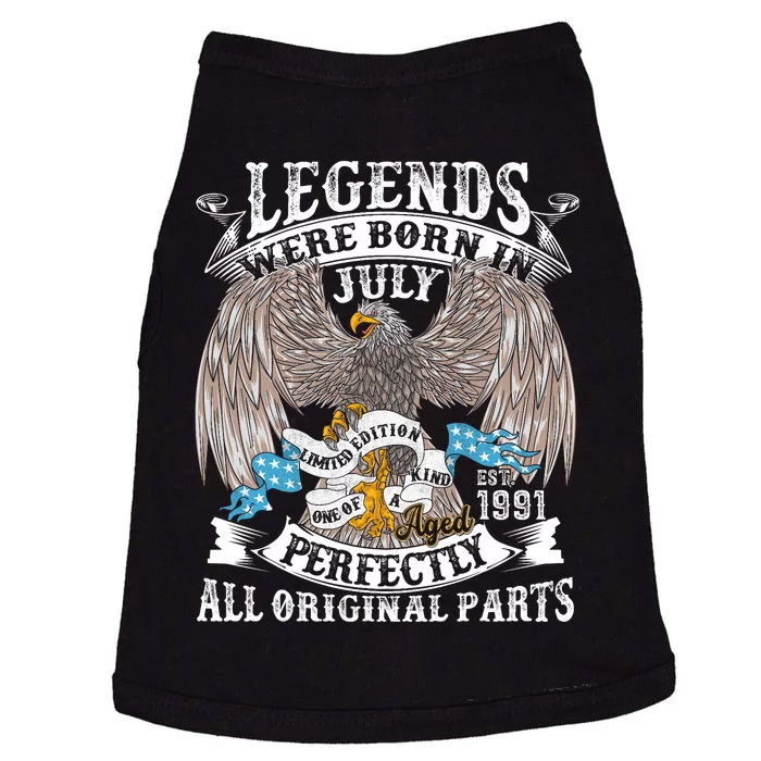 Vintage 33rd Birthday Legends Born In July 1991 33 Years Old Doggie Tank