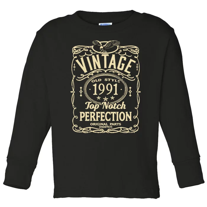 Vintage 32nd Birthday top notch 1991 Toddler Long Sleeve Shirt