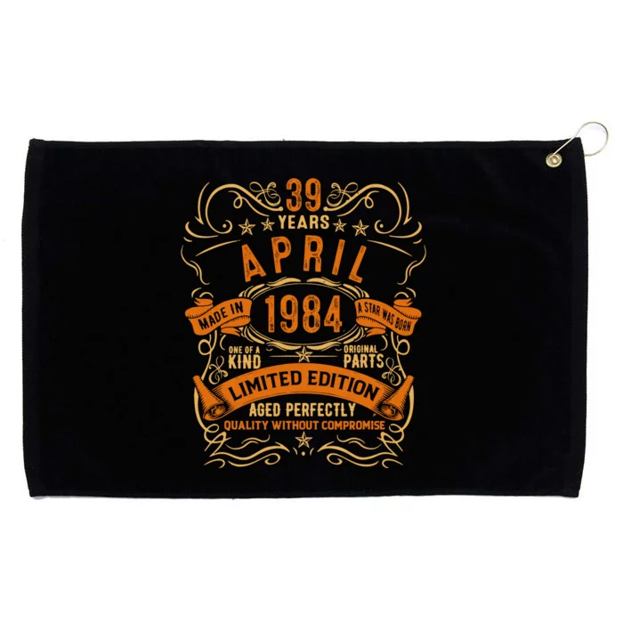 Vintage 39th Birthday April 1984 Birthday Grommeted Golf Towel