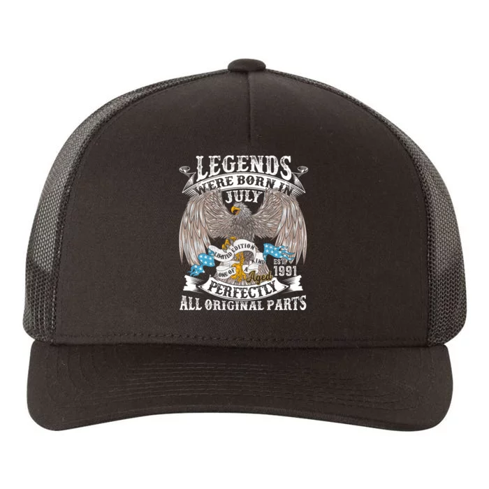 Vintage 33rd Birthday Legends Born In July 1991 33 Years Old Yupoong Adult 5-Panel Trucker Hat