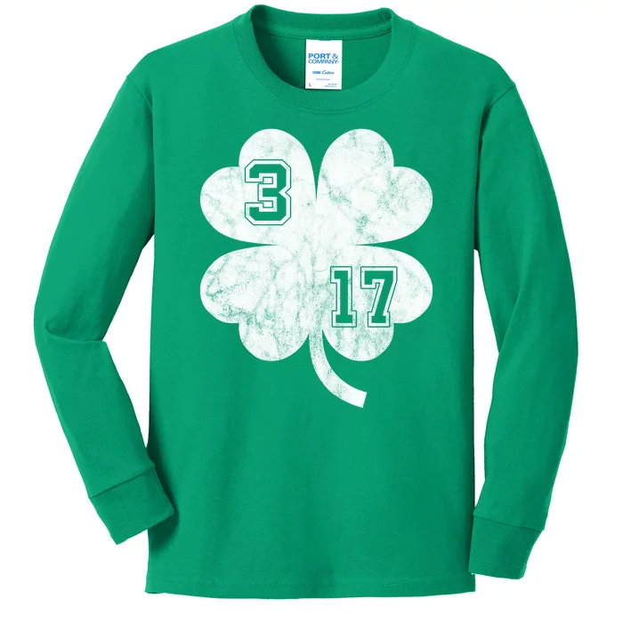 Vintage 317 Irish Clover Kids Long Sleeve Shirt