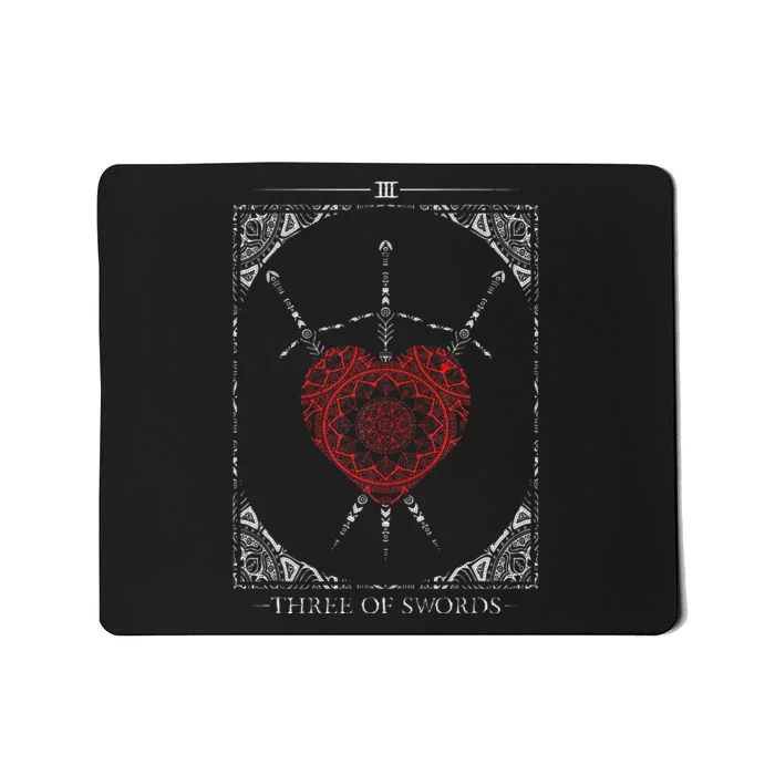 Vintage 3 Of Swords Tarot Card Mousepad