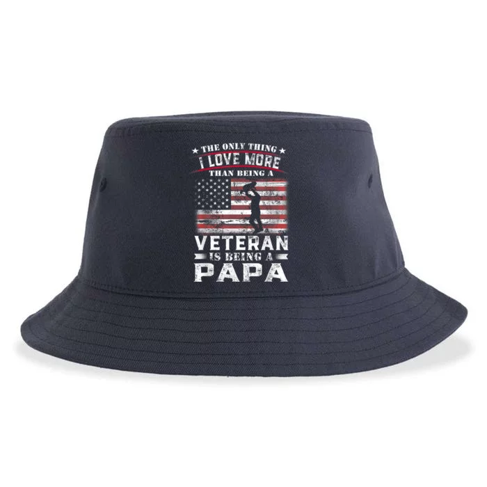 Veteran 365 Papa Veteran Fathers Day Gift Sustainable Bucket Hat