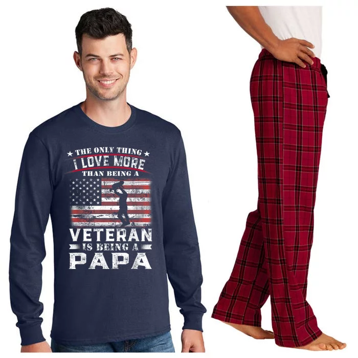 Veteran 365 Papa Veteran Fathers Day Gift Long Sleeve Pajama Set