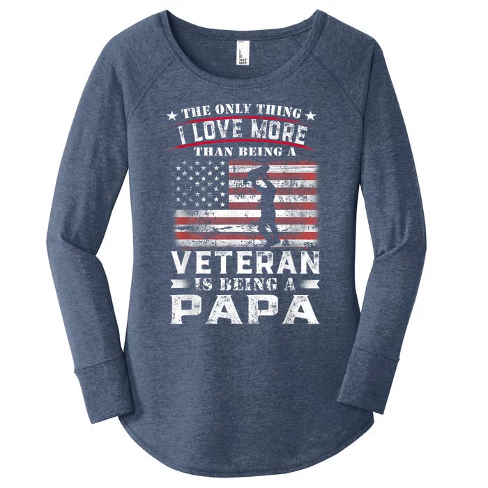 Veteran 365 Papa Veteran Fathers Day Gift Women's Perfect Tri Tunic Long Sleeve Shirt