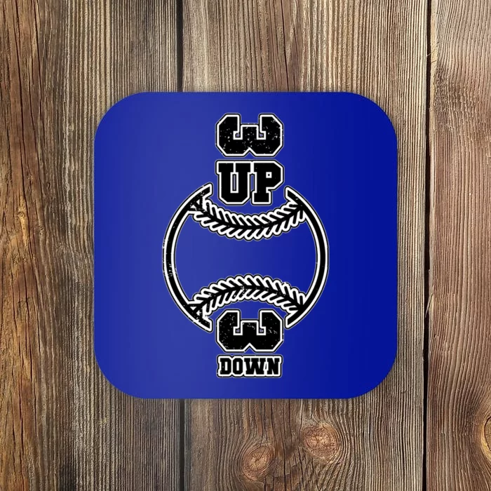 Vertical 3 Up 3 Down Baseball Graphic Tee Mom Dad Top Gift Coaster