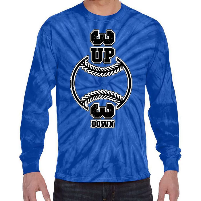 Vertical 3 Up 3 Down Baseball Graphic Tee Mom Dad Top Gift Tie-Dye Long Sleeve Shirt