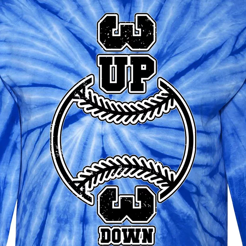 Vertical 3 Up 3 Down Baseball Graphic Tee Mom Dad Top Gift Tie-Dye Long Sleeve Shirt